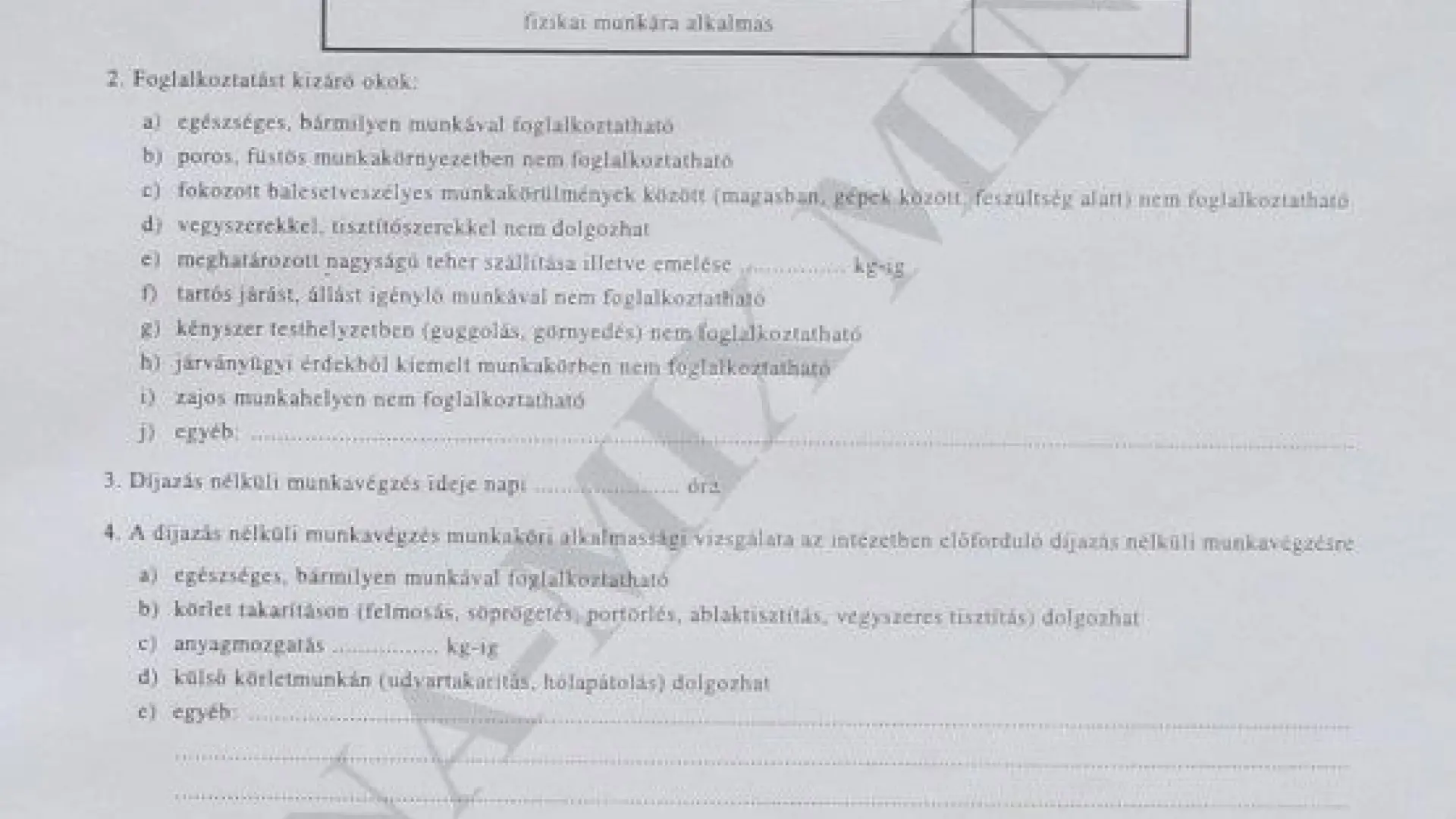 3. sz. függ. Orvosi nyilatkozat munkavégző képességről